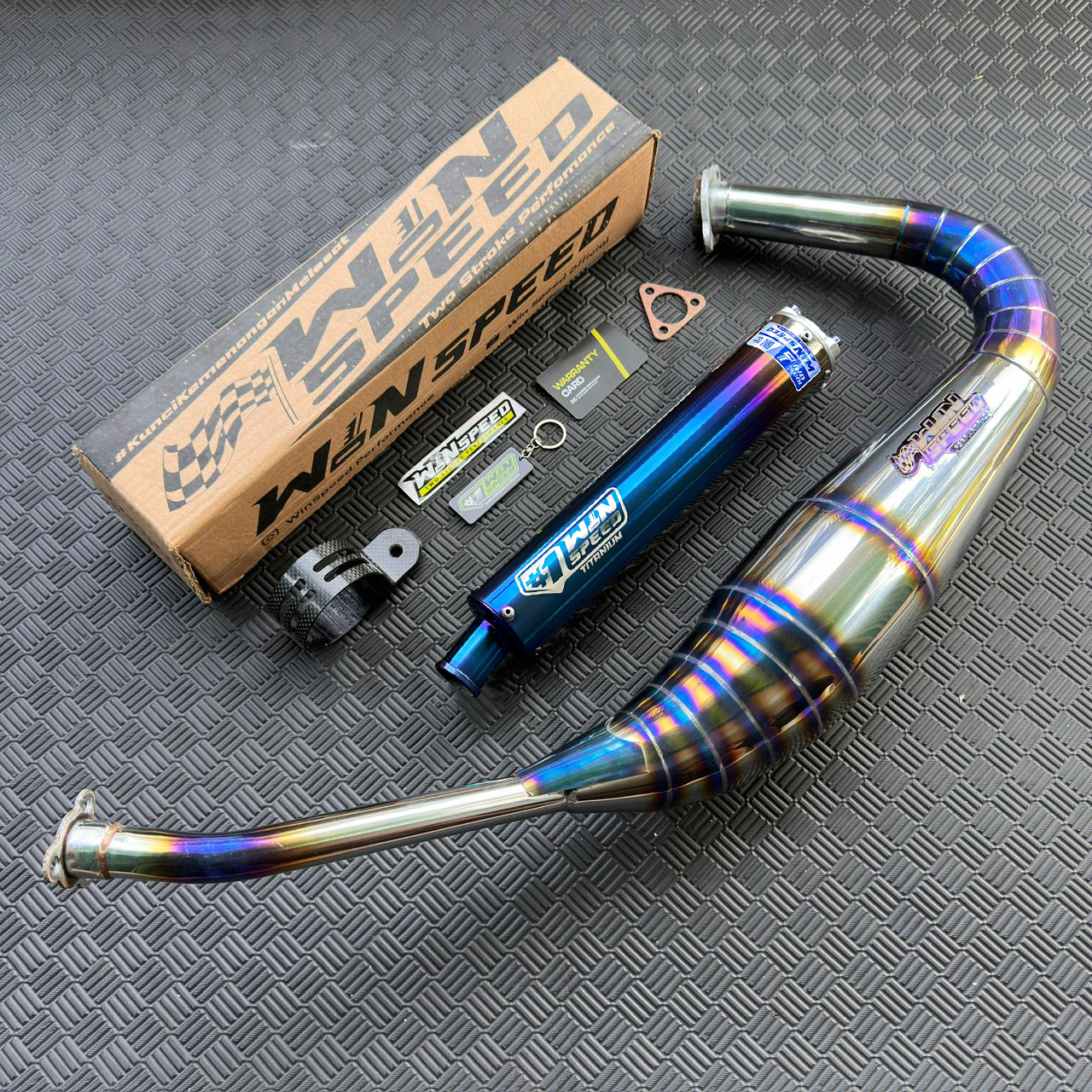 Fullsystem Silencer Full Titanium , Exhaust Chamber Stainless Half Blue PDK undercarriage model , YAMAHA RX KING | RXS | RX SERIES - Image 2