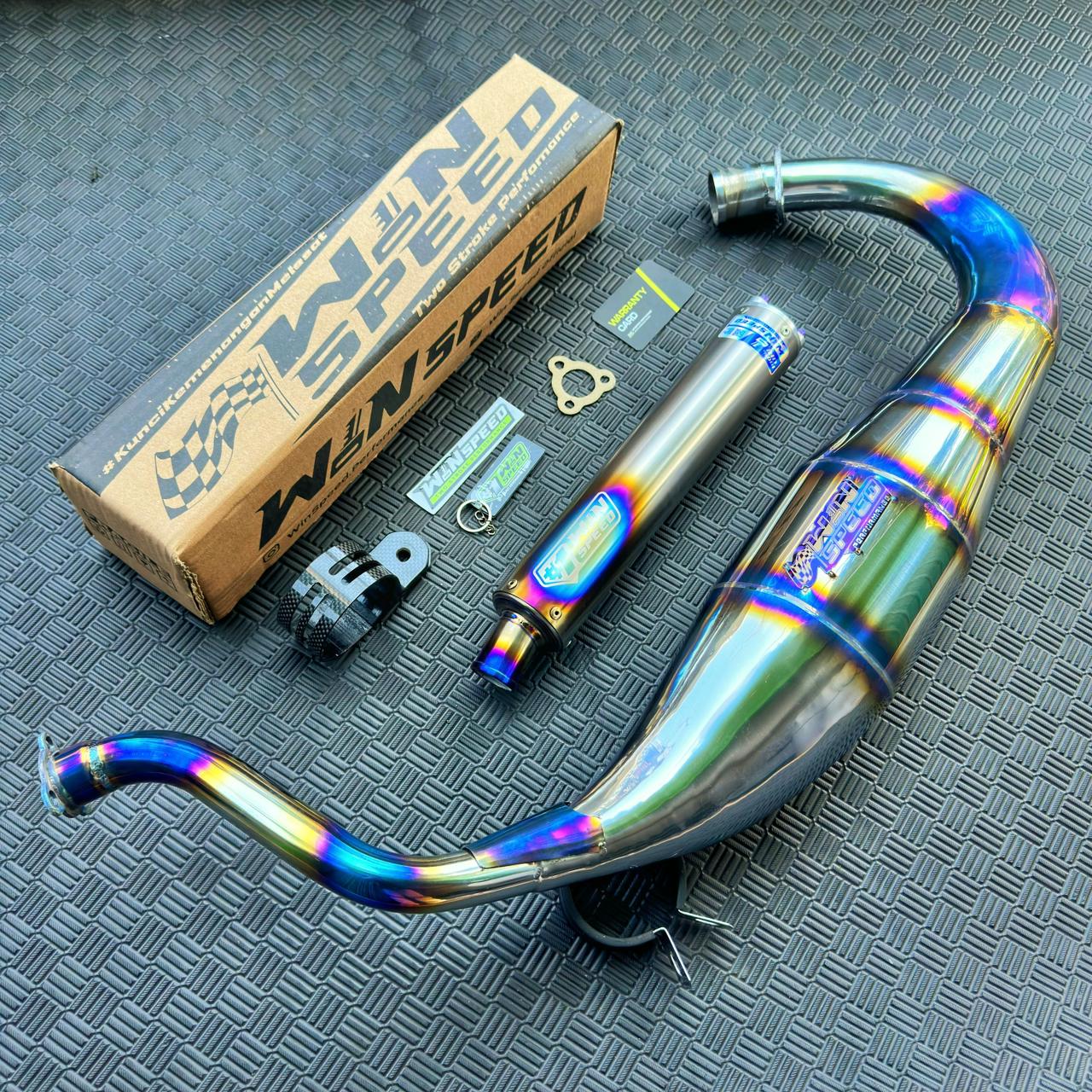 Fullsystem Silencers Full Titanium, Exhaust Chamber Standar/Cobra/Super Cobra, Stainless Press Half Blue , KR150, KRR150, KRR150ZX, Serpico - Image 2
