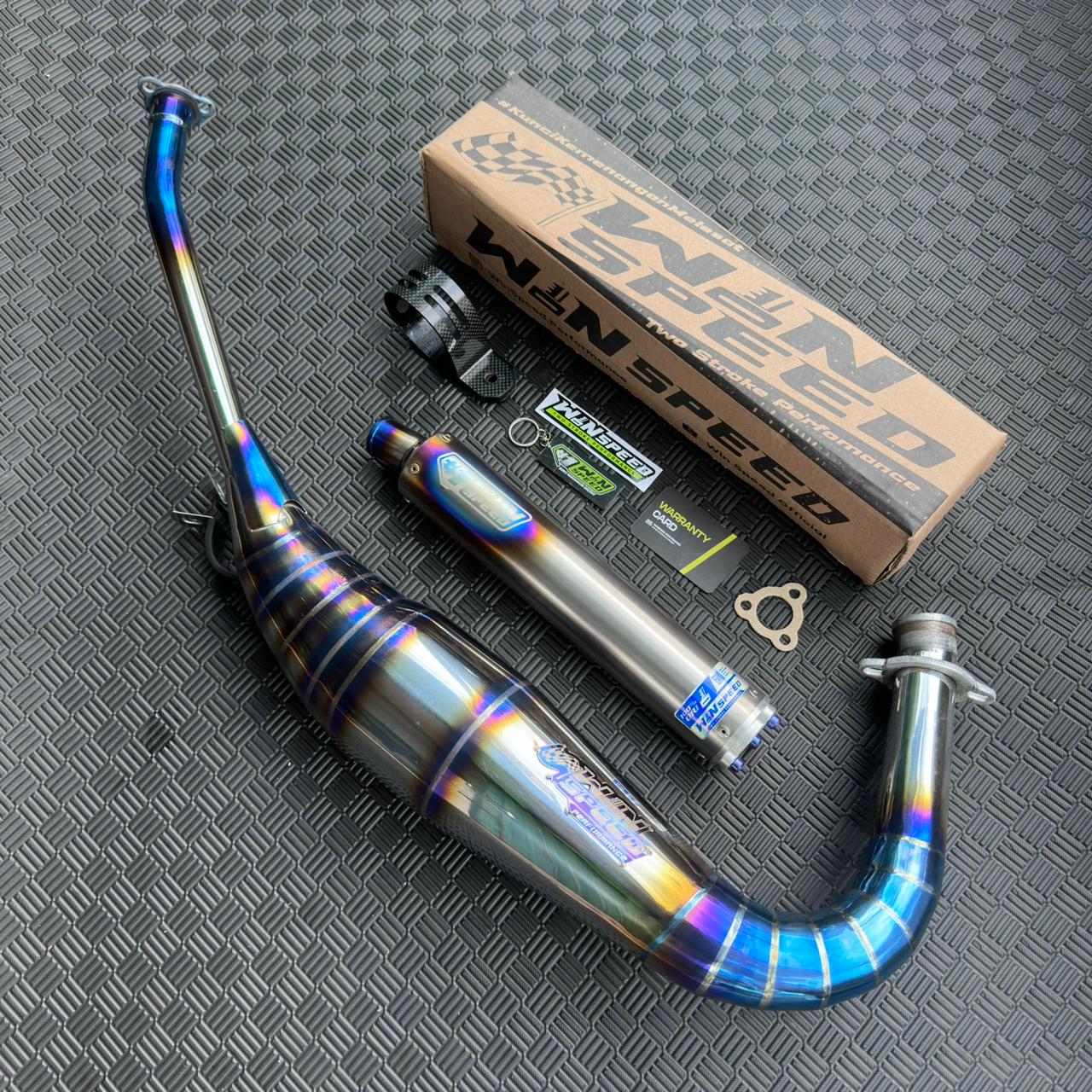 Fullsystem Silencer Full Titanium , Exhaust Chamber Stainless Half Blue PDK undercarriage model , YAMAHA RX KING | RXS | RX SERIES - Image 3