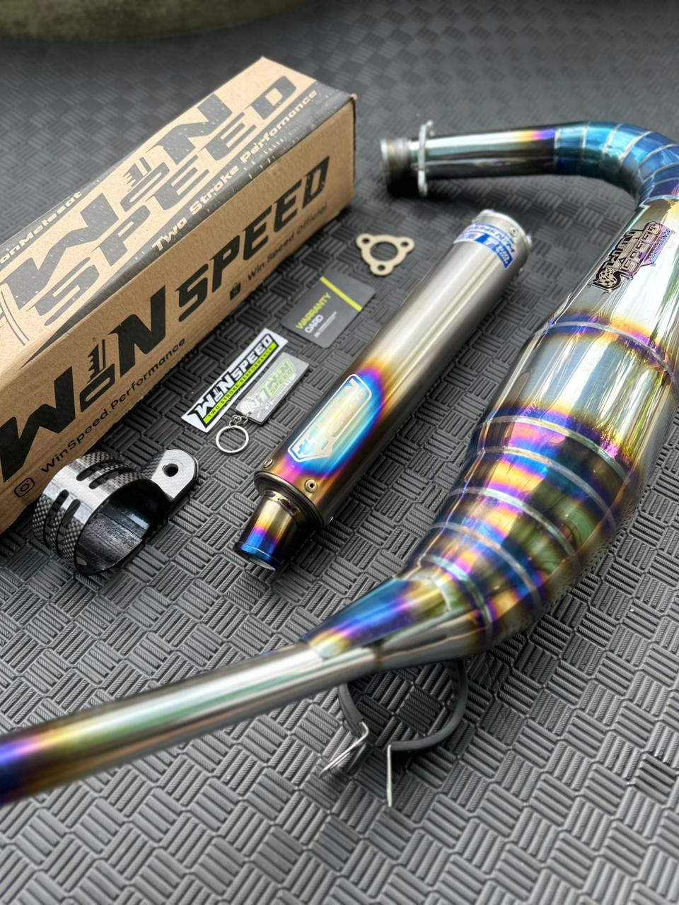 Fullsystem Silencer Full Titanium , Exhaust Chamber Stainless Half Blue PDK undercarriage model , YAMAHA RX KING | RXS | RX SERIES - Image 4