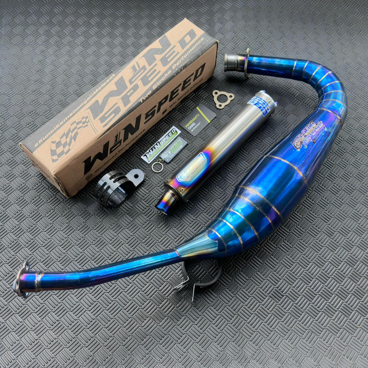 Fullsystem Silencer Full Titanium , Exhaust Chamber Stainless Full Blue PDK undercarriage model , YAMAHA RX KING | RXS | RX SERIES - Image 2