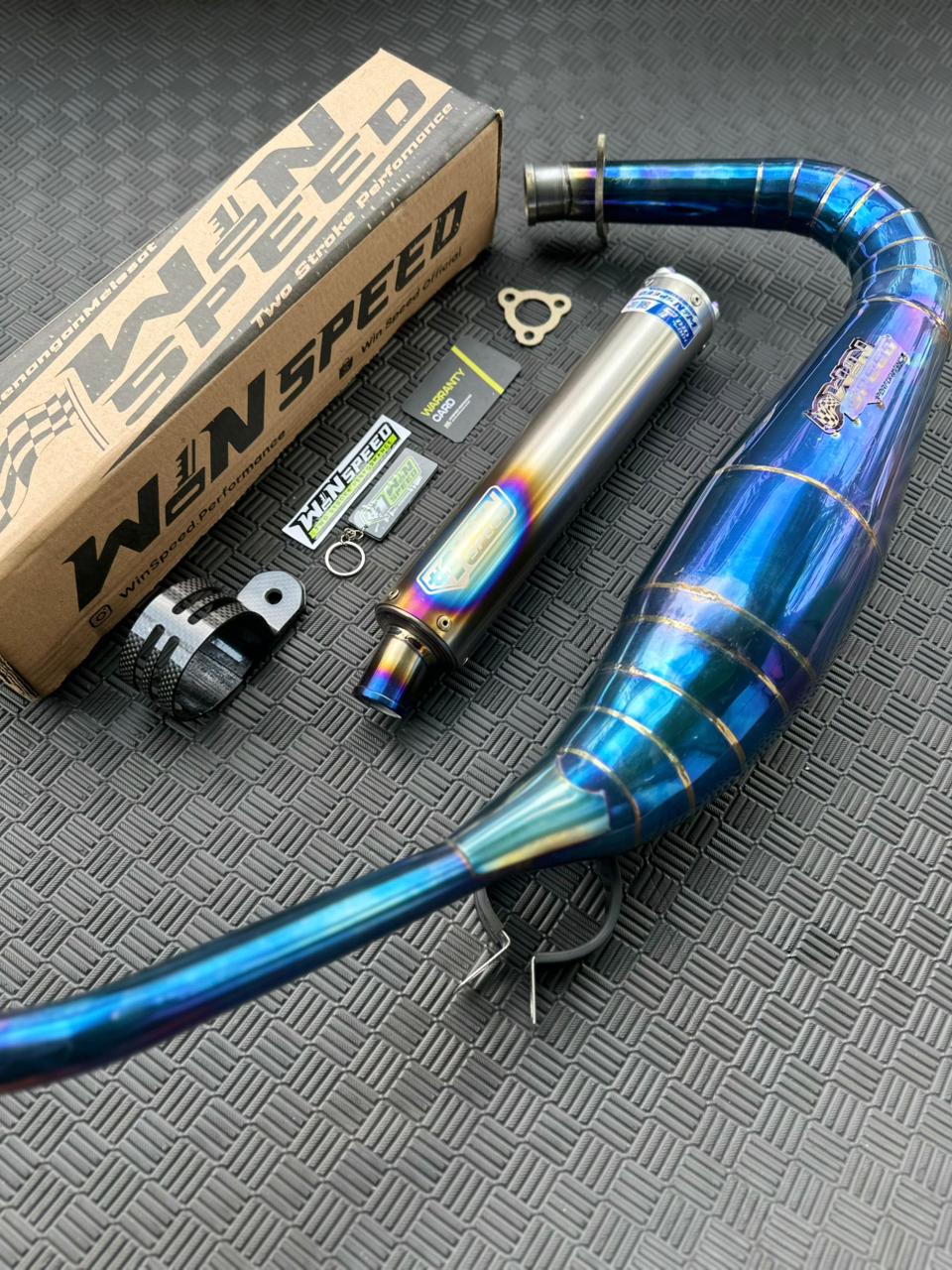 Fullsystem Silencer Full Titanium , Exhaust Chamber Stainless Full Blue PDK undercarriage model , YAMAHA RX KING | RXS | RX SERIES - Image 4