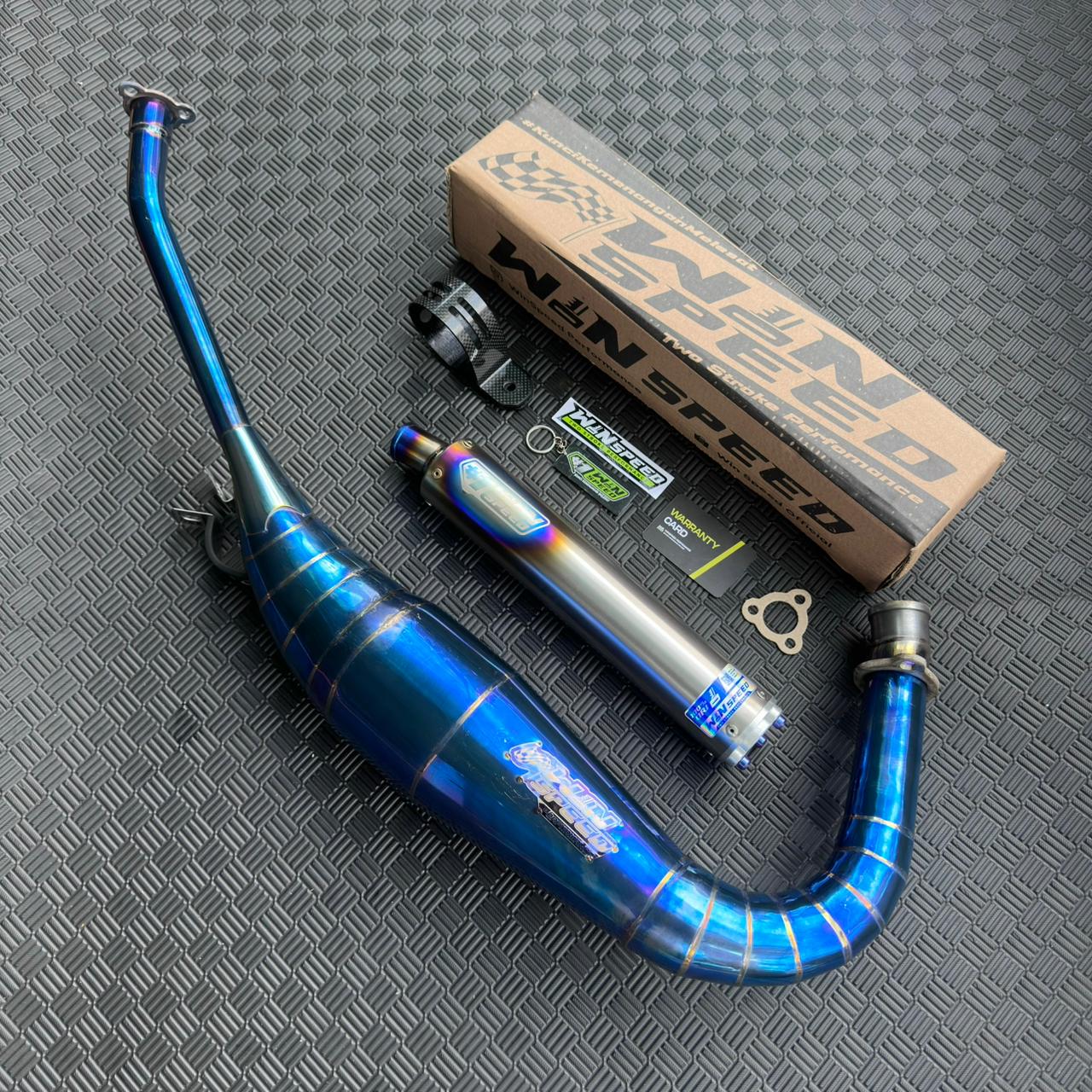 Fullsystem Silencer Full Titanium , Exhaust Chamber Stainless Full Blue PDK undercarriage model , YAMAHA RX KING | RXS | RX SERIES - Image 3
