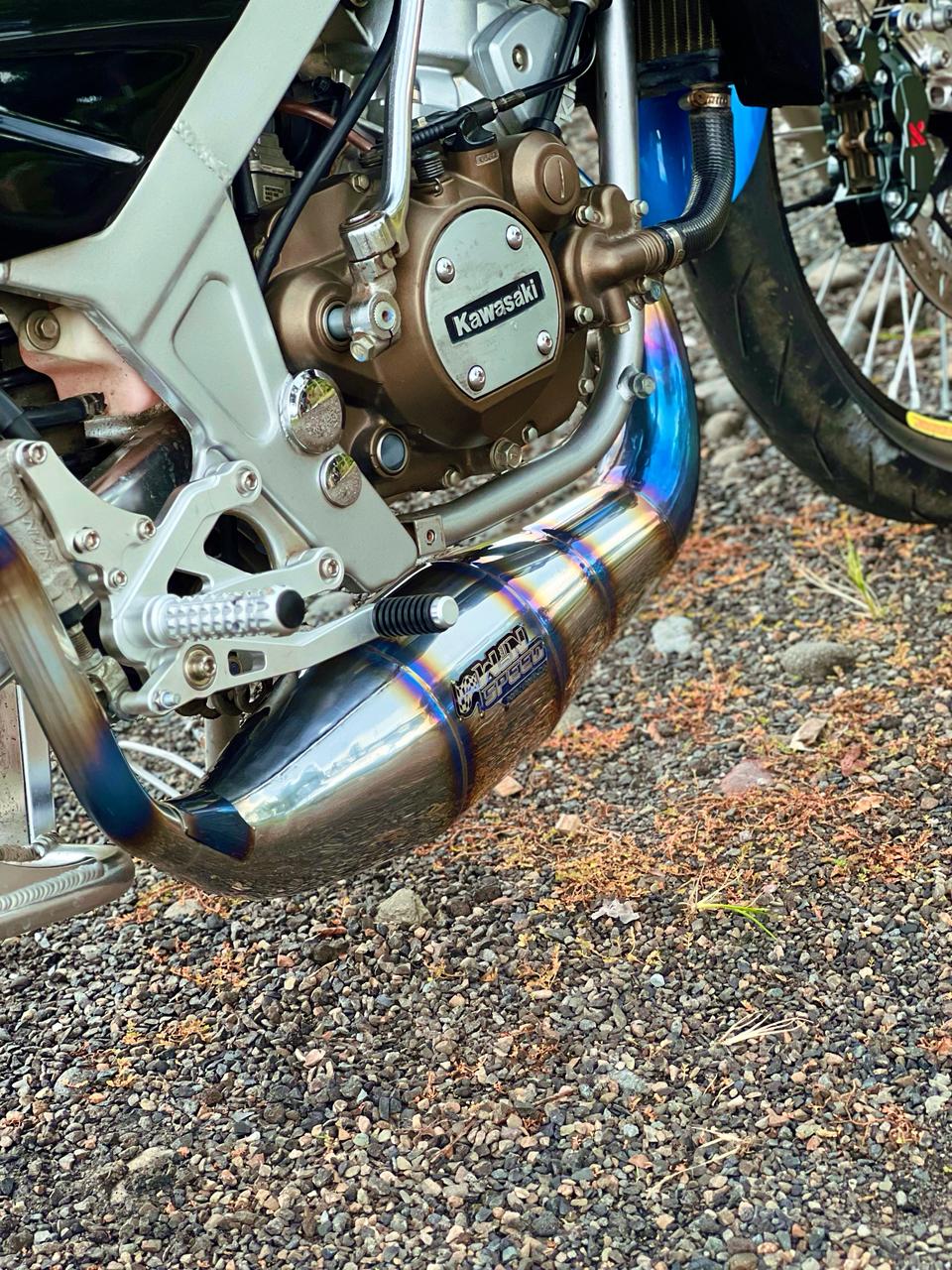 Fullsystem Silencers Full Titanium, Exhaust Chamber Standar/Cobra/Super Cobra, Stainless Press Half Blue , KR150, KRR150, KRR150ZX, Serpico - Image 7