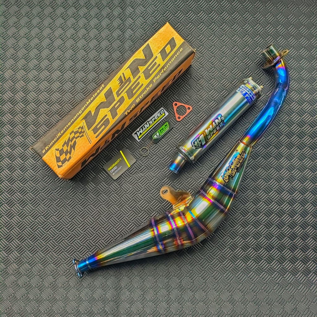 Fullsystem Silencer Stainlees Half Blue Logo Blue Gold , Exhaust Chamber Stainless Half Blue BM POWER Side Model , YAMAHA F1ZR, F1Z, FORCE ONE - Image 2