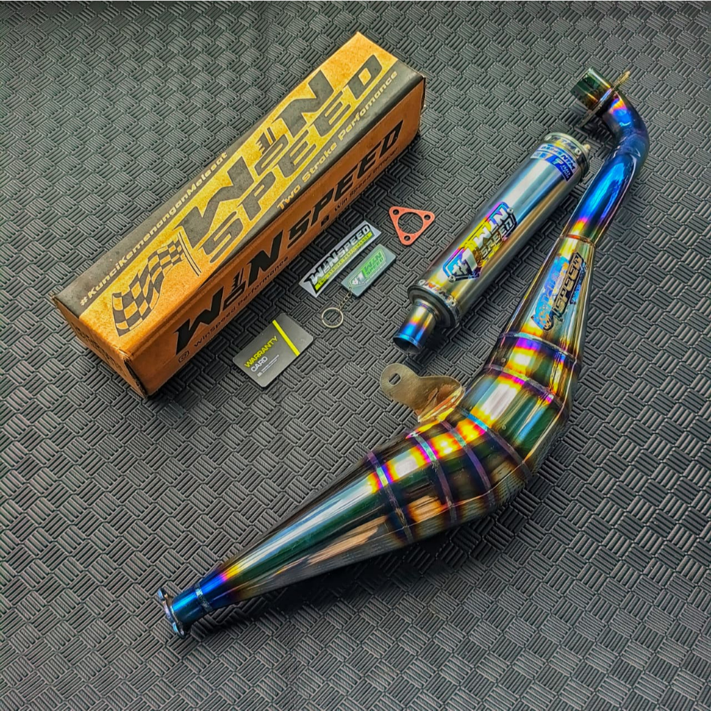 Fullsystem Silencer Stainlees Half Blue Logo Blue Gold , Exhaust Chamber Stainless Half Blue BM POWER Side Model , YAMAHA F1ZR, F1Z, FORCE ONE - Image 3