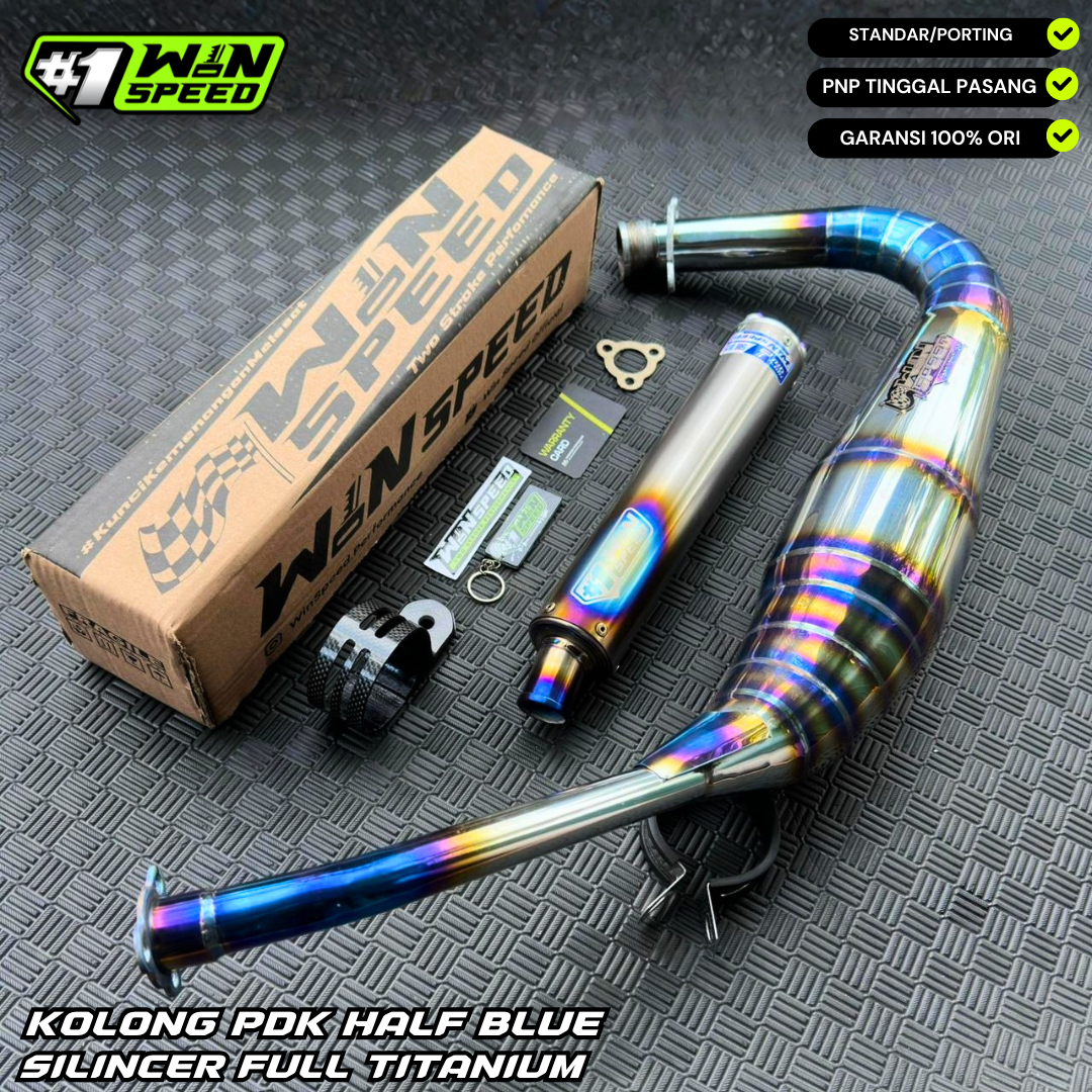 Fullsystem Silencer Full Titanium , Exhaust Chamber Stainless Half Blue PDK undercarriage model , YAMAHA RX KING | RXS | RX SERIES