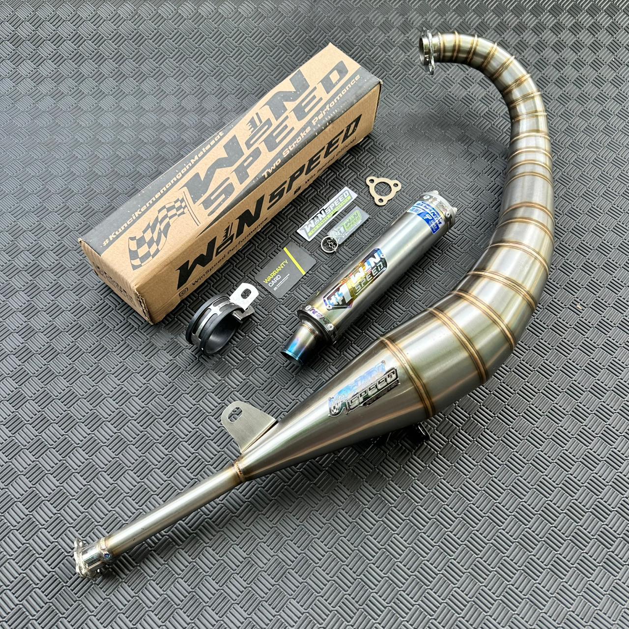 Fullsystem Silencer Stainless Half Blue , Exhaust Chamber Stainless Model Lavida , YAMAHA RXZ | RZR - Image 4