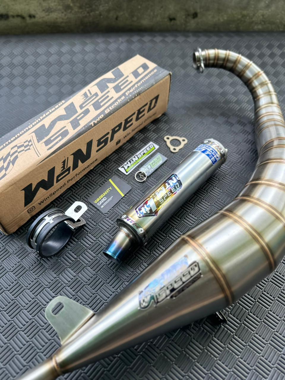 Fullsystem Silencer Stainless Half Blue , Exhaust Chamber Stainless Model Lavida , YAMAHA RXZ | RZR - Image 3