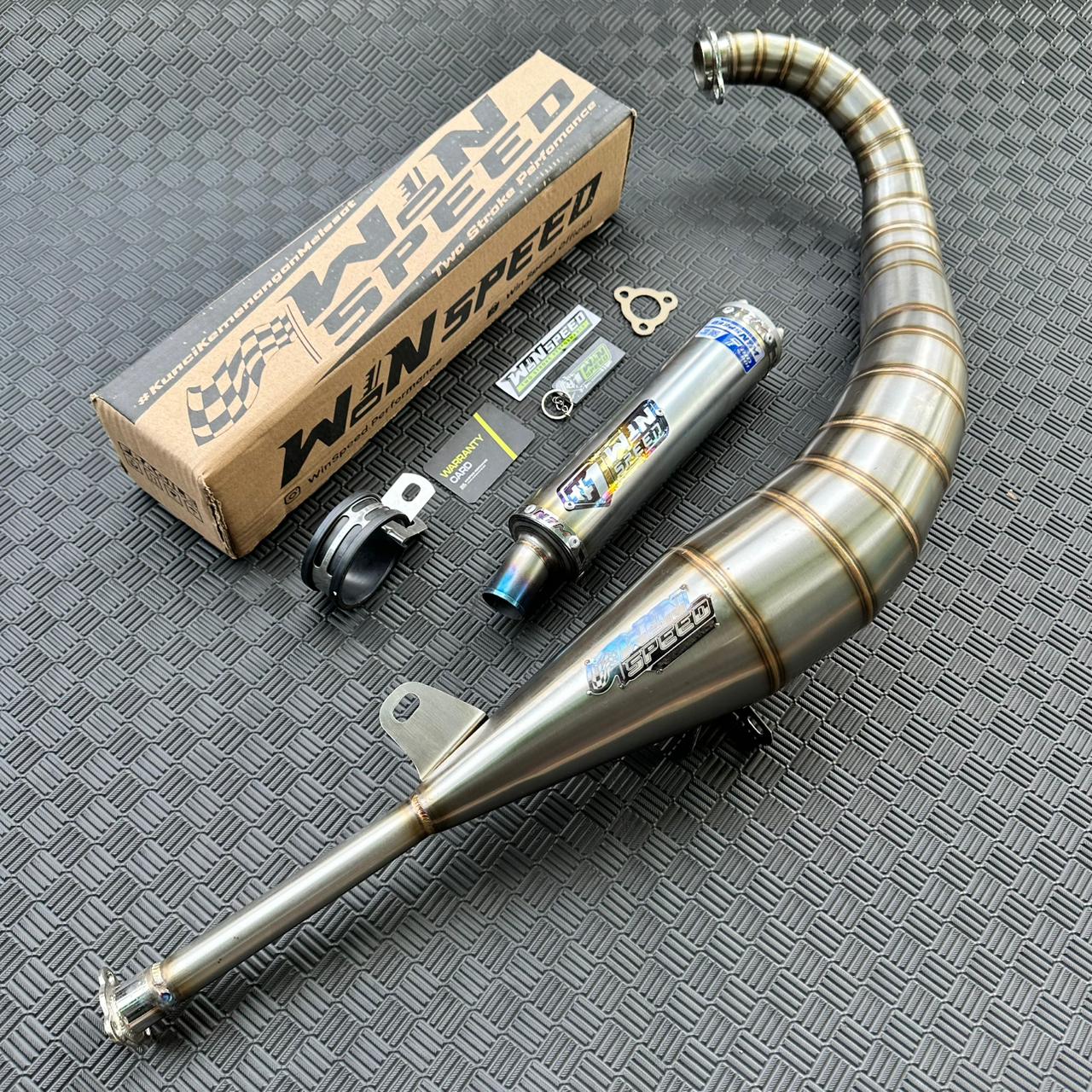 Fullsystem Silencer Stainless Half Blue , Exhaust Chamber Stainless Model Lavida , YAMAHA RXZ | RZR - Image 2