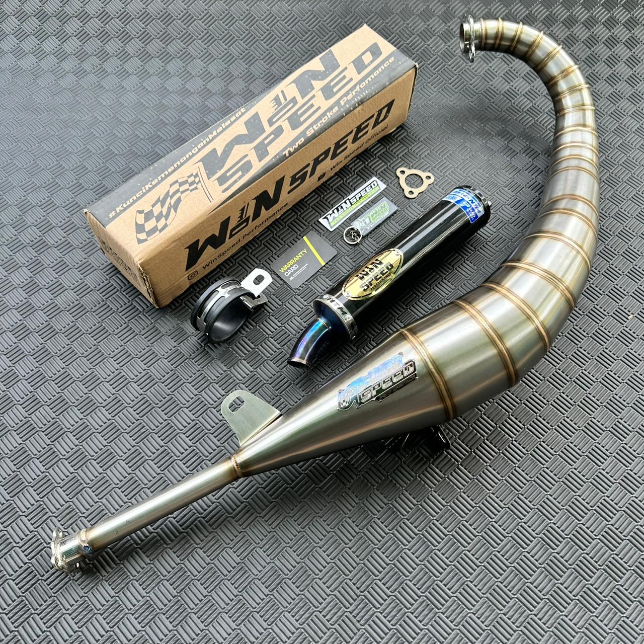 Fullsystem Silencer Almu Black Coating Logo Gold , Exhaust Chamber Stainless Model Lavida , YAMAHA RXZ | RZR - Image 4