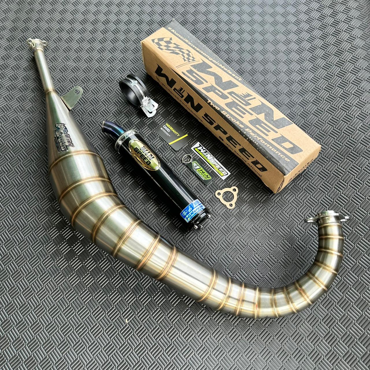 Fullsystem Silencer Almu Black Coating Logo Gold , Exhaust Chamber Stainless Model Lavida , YAMAHA RXZ | RZR - Image 2