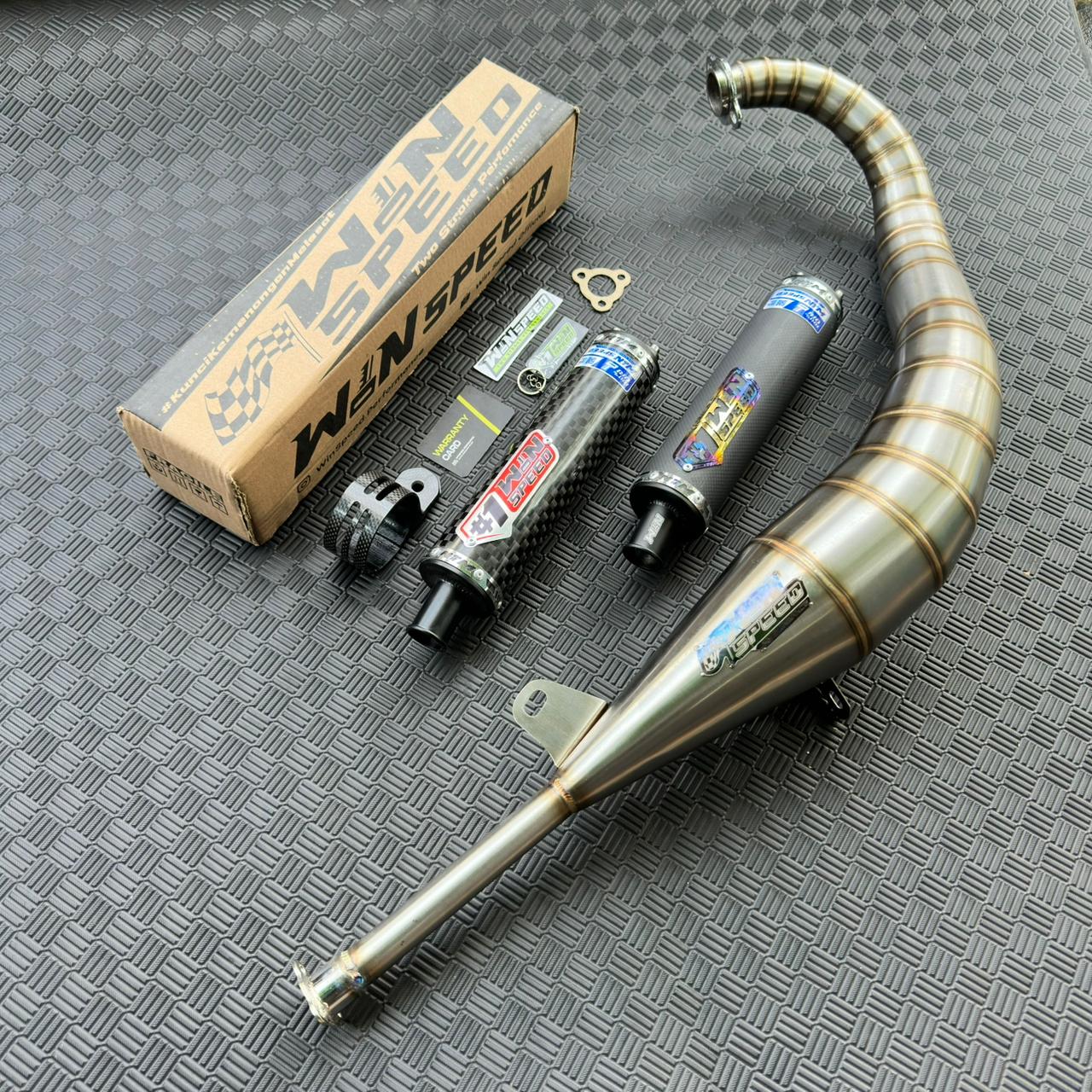 Fullsystem Silencer Carbon Plain Doff & Catur Glossy , Exhaust Chamber Stainless Model Lavida, YAMAHA RXZ | RZR - Image 2