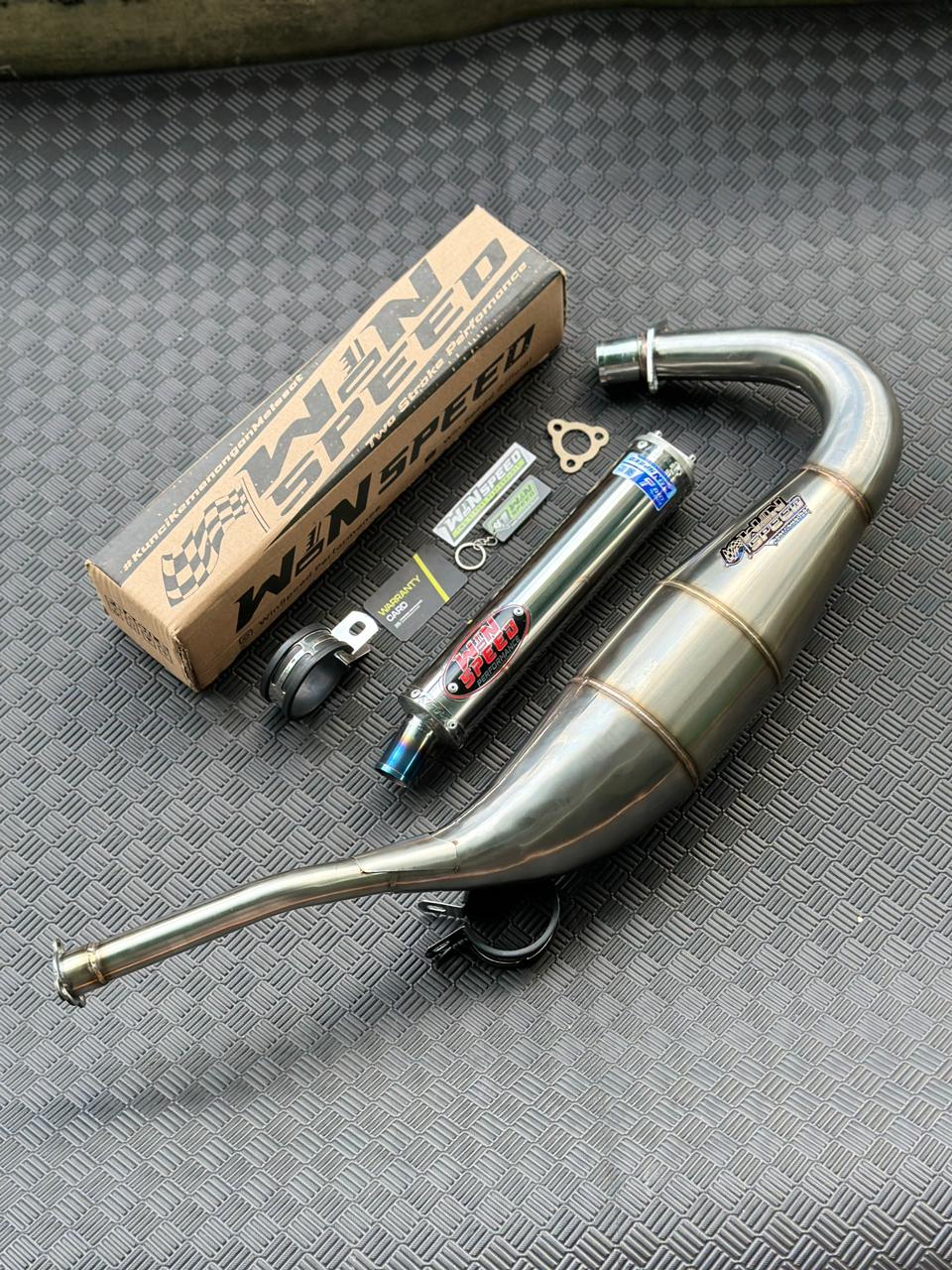 Fullsystem Silencers Stainlees Logo Red Muzzle Half Blue , Exhaust Chamber Step Standar, Stainless Press , KR150, KRR150, KRR150ZX, Serpico - Image 4
