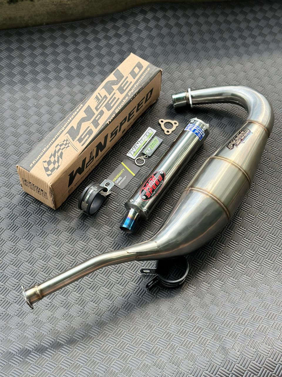 Fullsystem Silencers Stainlees Logo Red Muzzle Half Blue , Exhaust Chamber Step Standar, Stainless Press , KR150, KRR150, KRR150ZX, Serpico