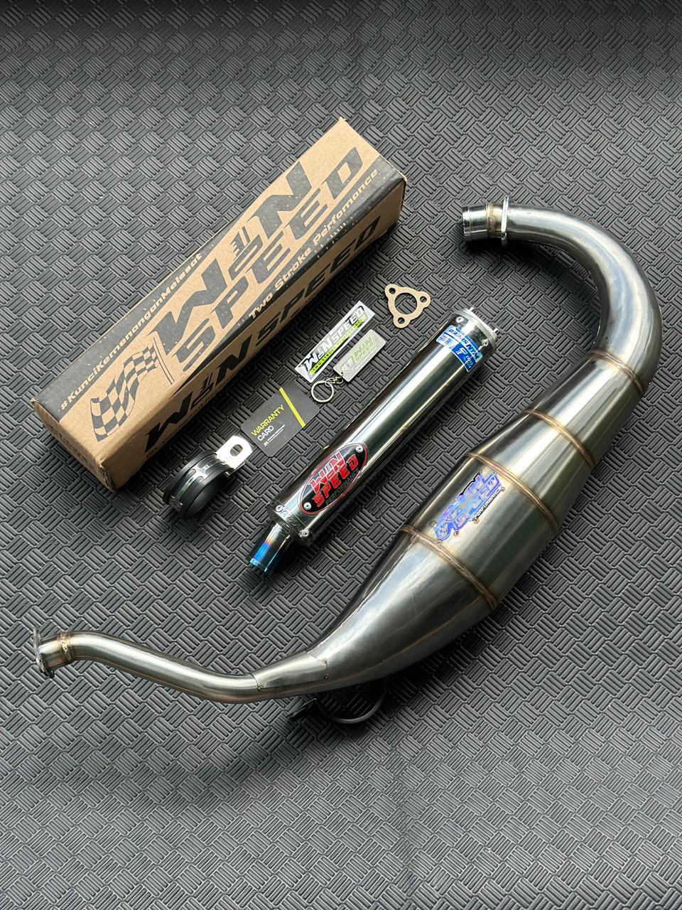 Fullsystem Silencers Stainless Emblem Red , Exhaust Chamber Cobra Medium, Stainless Press , KR150, KRR150, KRR150ZX, Serpico - Image 3