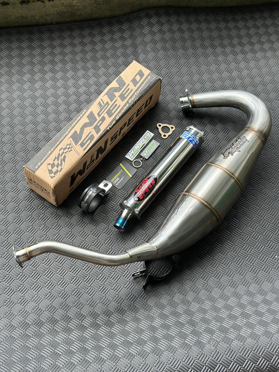 Fullsystem Silencers Stainless Emblem Red , Exhaust Chamber Cobra Medium, Stainless Press , KR150, KRR150, KRR150ZX, Serpico - Image 4