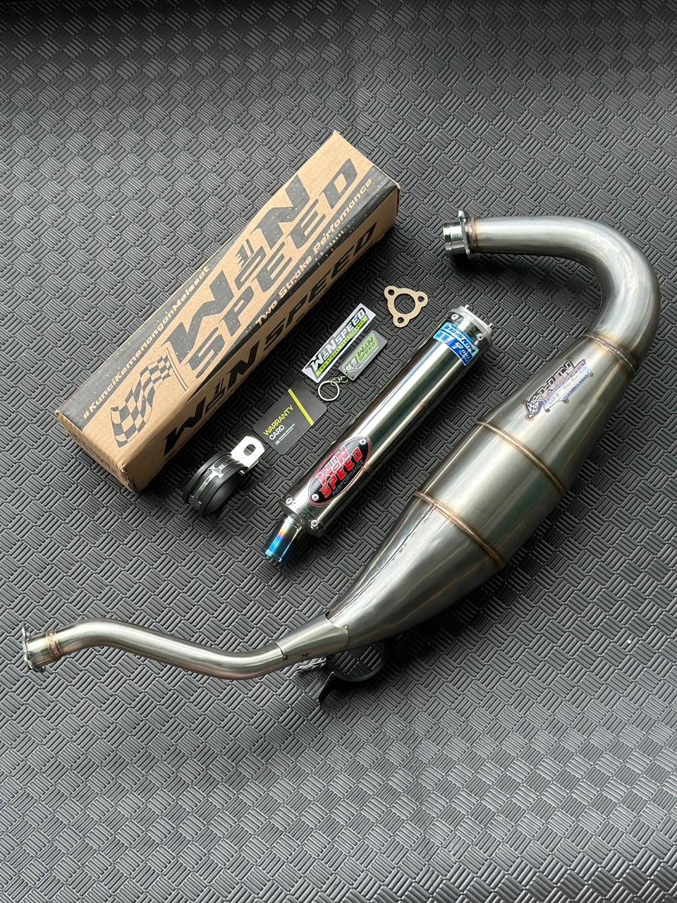 Fullsystem Silencers Stainless Emblem Red , Exhaust Chamber Cobra Medium, Stainless Press , KR150, KRR150, KRR150ZX, Serpico - Image 5