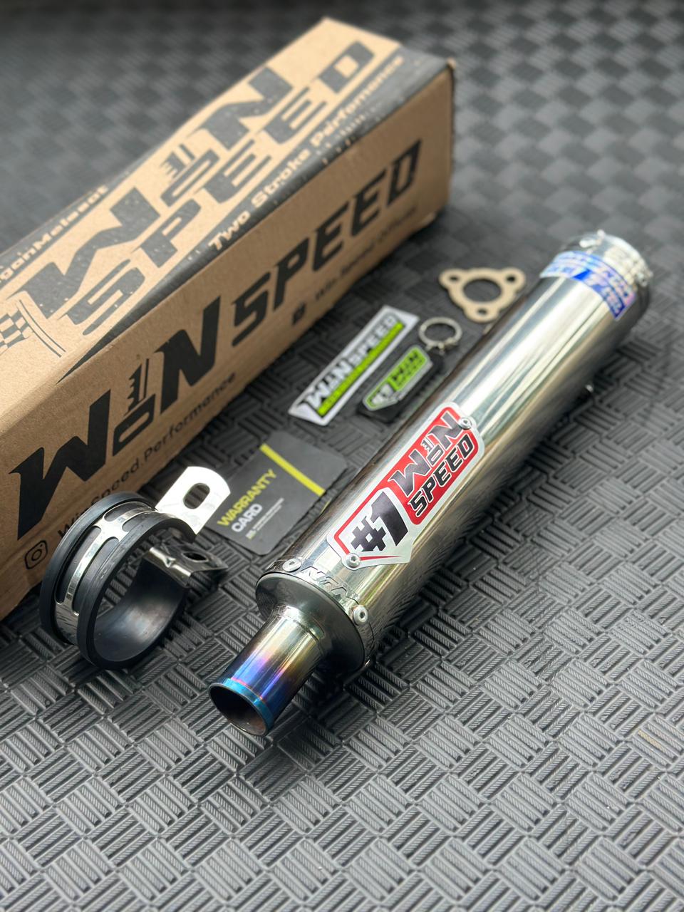 SILENCERS STAINLEES POLISHED LOGO RED MUZZLE STRAIGHT HALF BLUE ORIGINAL WINSPEED - Image 3