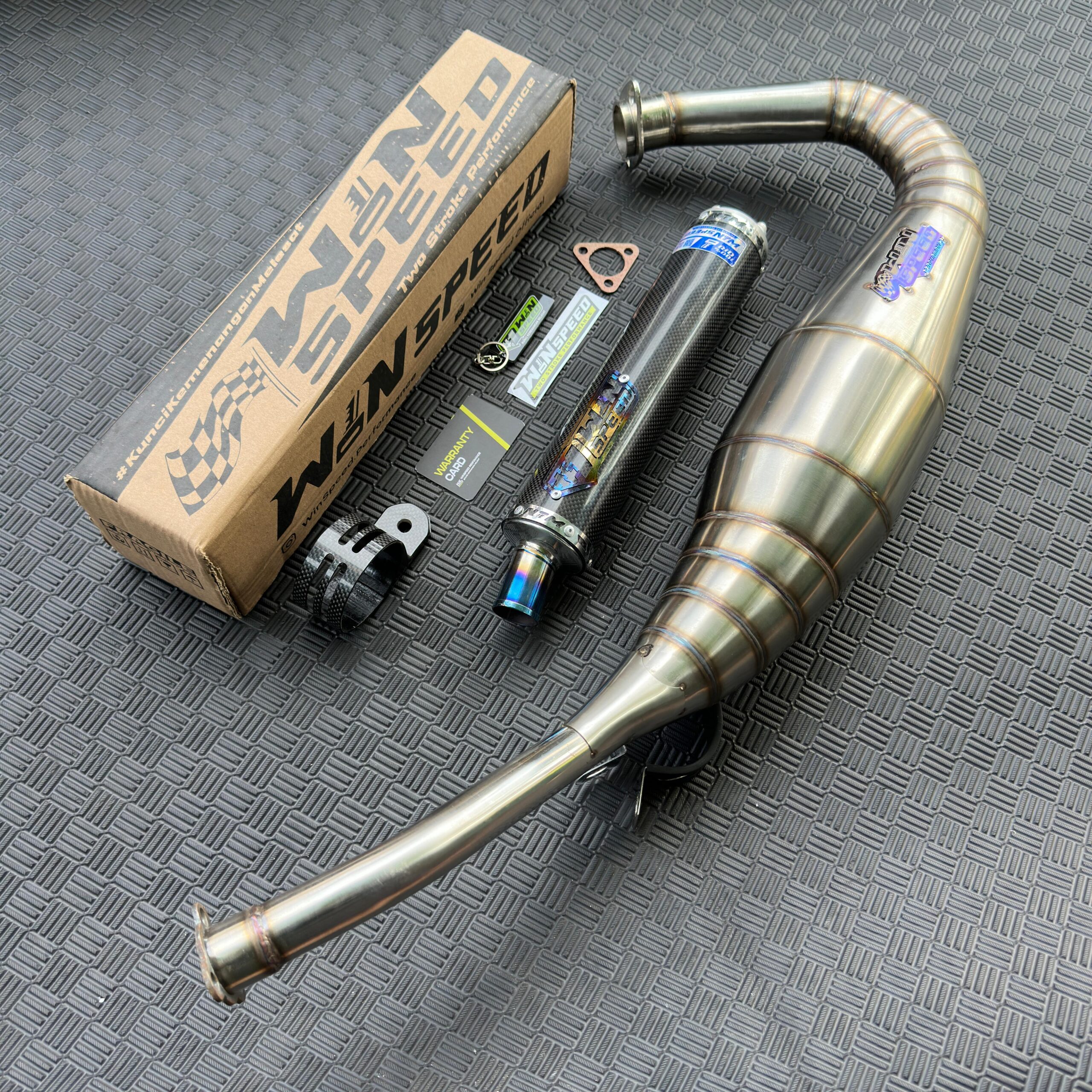 Fullsystem Silencers Carbon Plain Glossy , Exhaust Chamber Standar, stainless steel worm welding , KR150, KRR150, KRR150ZX, Serpico - Image 3