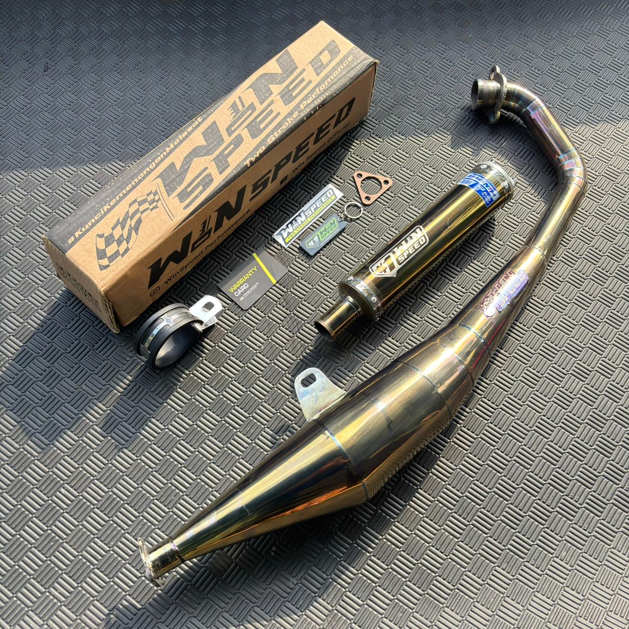 Fullsystem Silencer Carbon Plain Doff & Spreadtow, Exhaust Chamber Stainless undercarriage model , YAMAHA 125z,125zr - Image 4