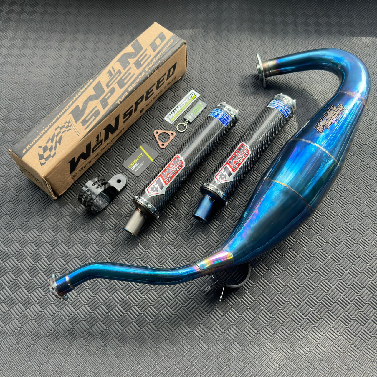 Fullsystem Silencers Carbon Twill Muzzle Titanium, Exhaust Chamber Standar/Cobra/Super Cobra, Stainless Press Full Blue , KR150, KRR150, KRR150ZX, Serpico - Image 7