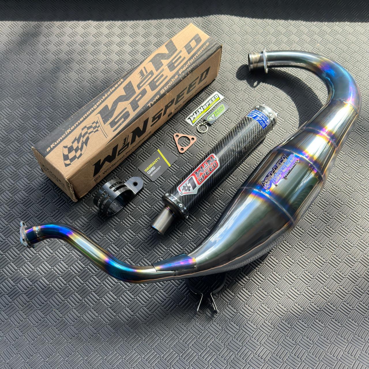 Fullsystem Silencers Carbon Twill Muzzle Titanium, Exhaust Chamber Standar/Cobra/Super Cobra, Stainless Press Half Blue , KR150, KRR150, KRR150ZX, Serpico - Image 3