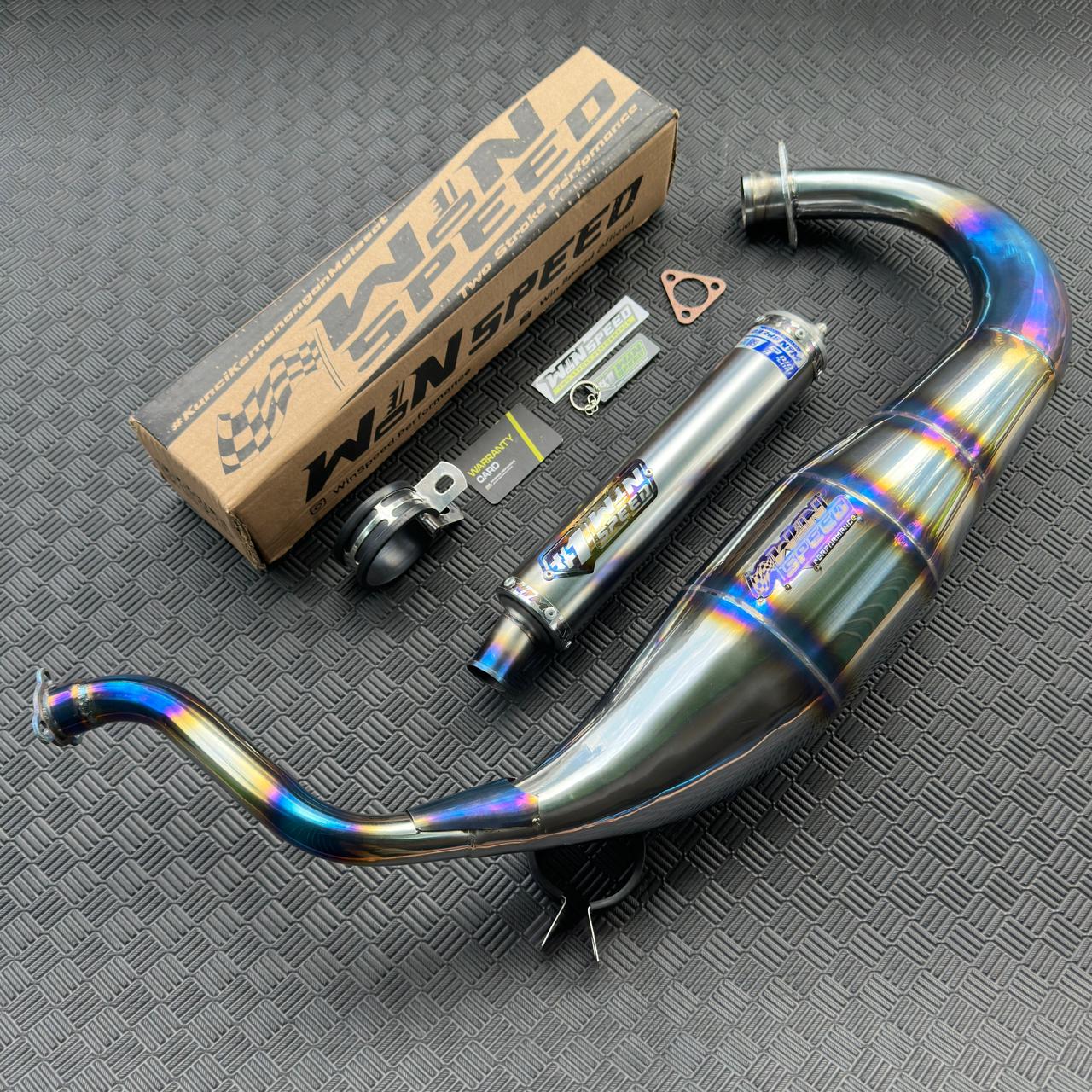 Fullsystem Silencers Stainlees Vapor Burn Half Blue, Exhaust Chamber Standar/Cobra/Super Cobra, Stainless Press Half Blue , KR150, KRR150, KRR150ZX, Serpico - Image 3