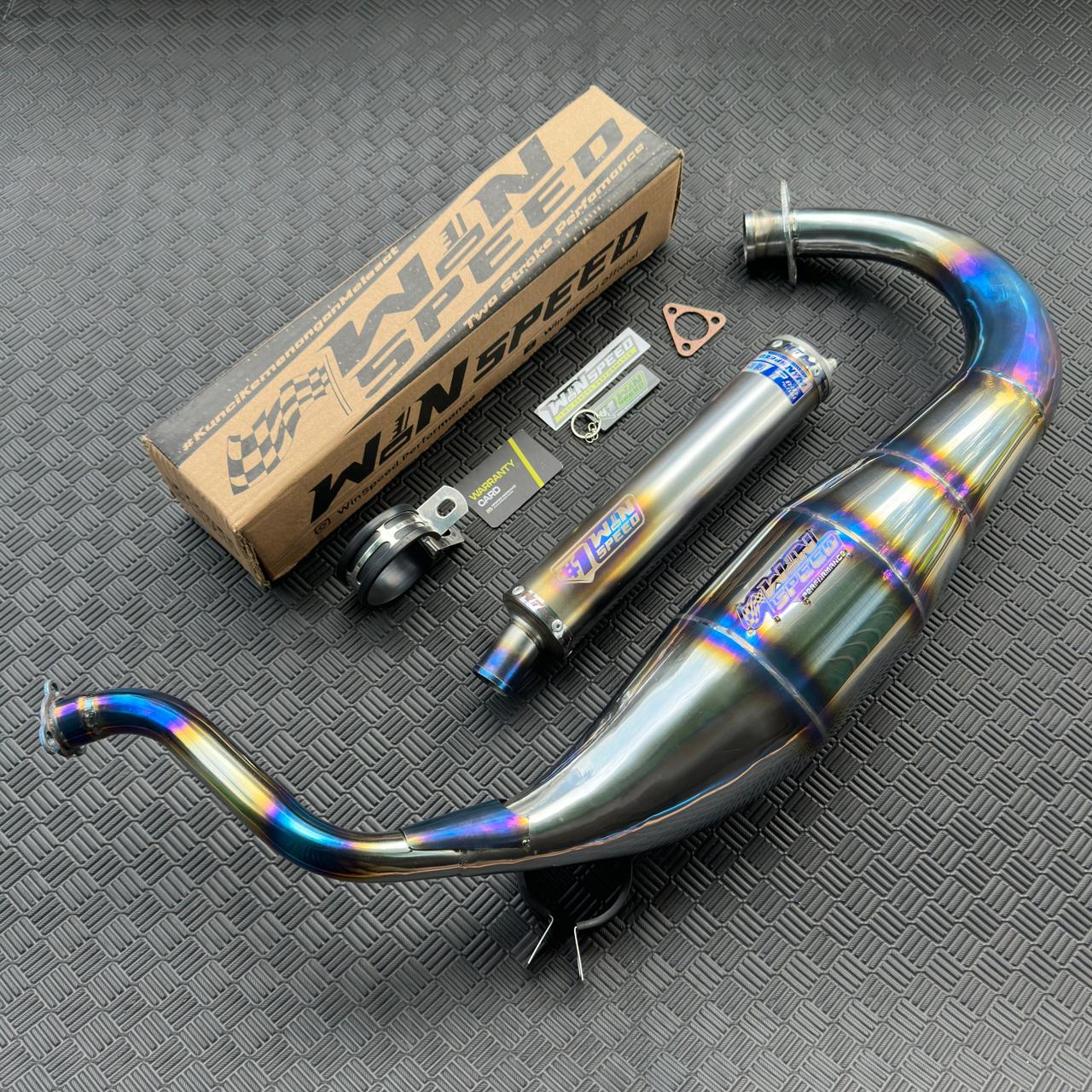 Fullsystem Silencers Stainlees Vapor Burn Half Blue, Exhaust Chamber Standar/Cobra/Super Cobra, Stainless Press Half Blue , KR150, KRR150, KRR150ZX, Serpico - Image 2
