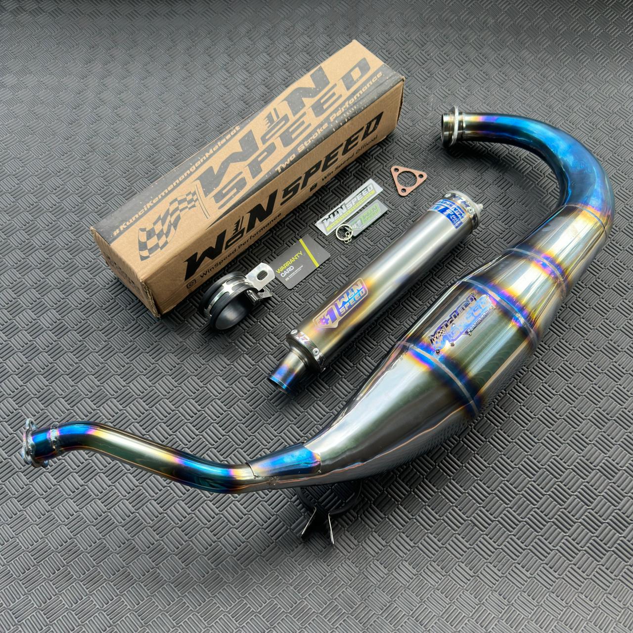 Fullsystem Silencers Stainlees Vapor Burn Half Blue, Exhaust Chamber Standar/Cobra/Super Cobra, Stainless Press Half Blue , KR150, KRR150, KRR150ZX, Serpico - Image 5