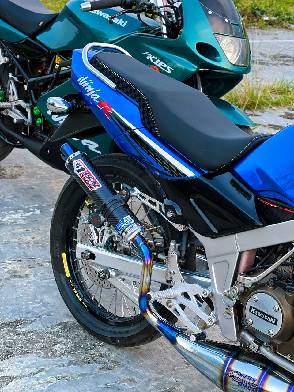 Fullsystem Silencers Carbon Twill Muzzle Titanium, Exhaust Chamber Standar/Cobra/Super Cobra, Stainless Press Half Blue , KR150, KRR150, KRR150ZX, Serpico - Image 11