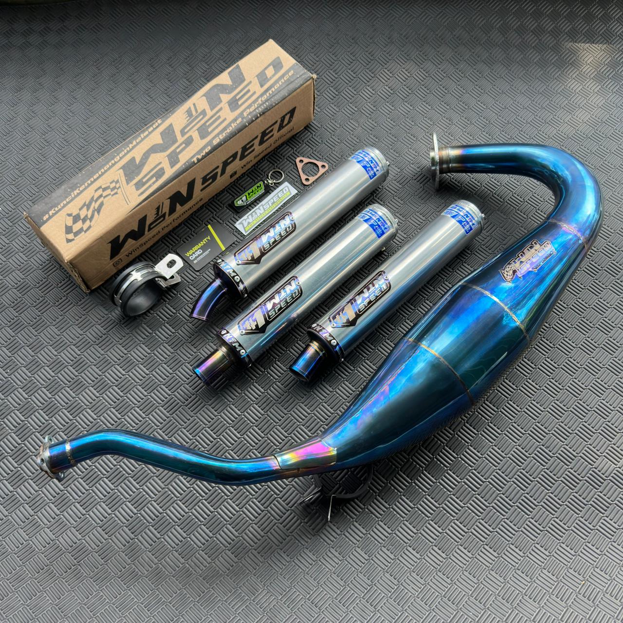 Fullsystem Silencers Almu Logo List Purple , Exhaust Chamber Standar/Cobra/Super Cobra, Stainless Press Full Blue , KR150, KRR150, KRR150ZX, Serpico - Image 3
