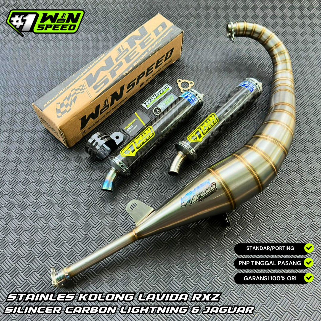 Fullsystem Silencer Carbon Jaguar & Lightning , Exhaust Chamber Stainless Model Lavida, YAMAHA RXZ | RZR