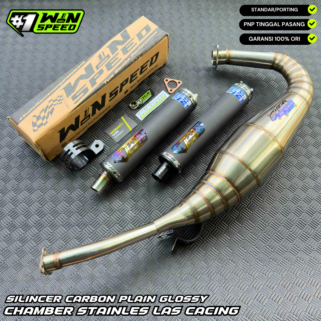 Fullsystem Silencers Carbon Plain Doff , Exhaust Chamber Standar, stainless steel worm welding , KR150, KRR150, KRR150ZX, Serpico