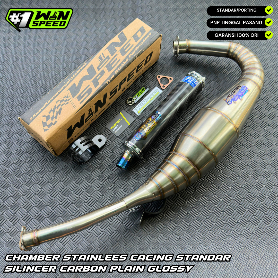 Fullsystem Silencers Carbon Plain Glossy , Exhaust Chamber Standar, stainless steel worm welding , KR150, KRR150, KRR150ZX, Serpico
