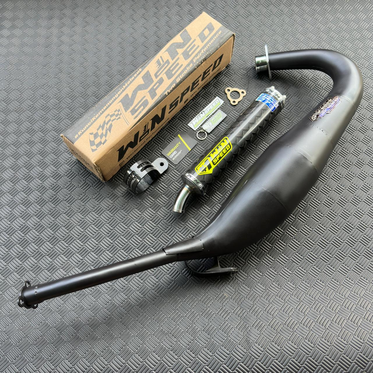 Fullsystem Silencers Carbon Plain Doff Black , Exhaust Chamber Step Standar, Clearcoated Mild Steel Black Coating, KR150, KRR150, KRR150ZX, Serpico (Copy) - Image 2