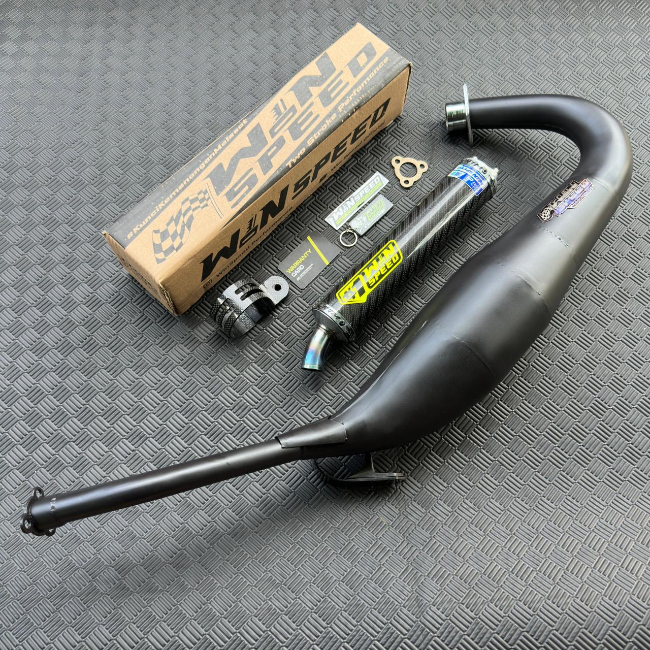 Fullsystem Silencers Carbon Plain Doff Black , Exhaust Chamber Step Standar, Clearcoated Mild Steel Black Coating, KR150, KRR150, KRR150ZX, Serpico (Copy) - Image 3