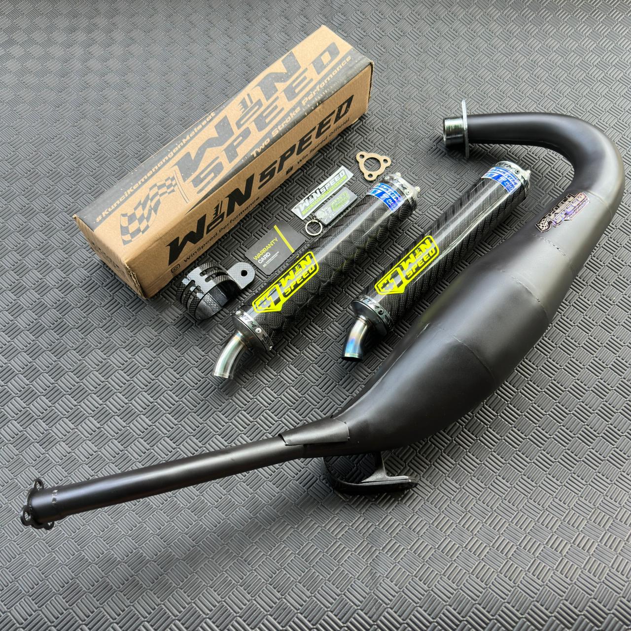 Fullsystem Silencers Carbon Plain Doff Black , Exhaust Chamber Step Standar, Clearcoated Mild Steel Black Coating, KR150, KRR150, KRR150ZX, Serpico (Copy) - Image 4