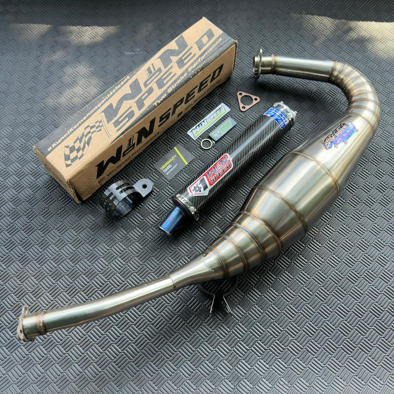 Fullsystem Silencers Carbon Twill Muzzle Full Titanium , Exhaust Chamber Step Standar, stainless steel worm welding , KR150, KRR150, KRR150ZX, Serpico - Image 2