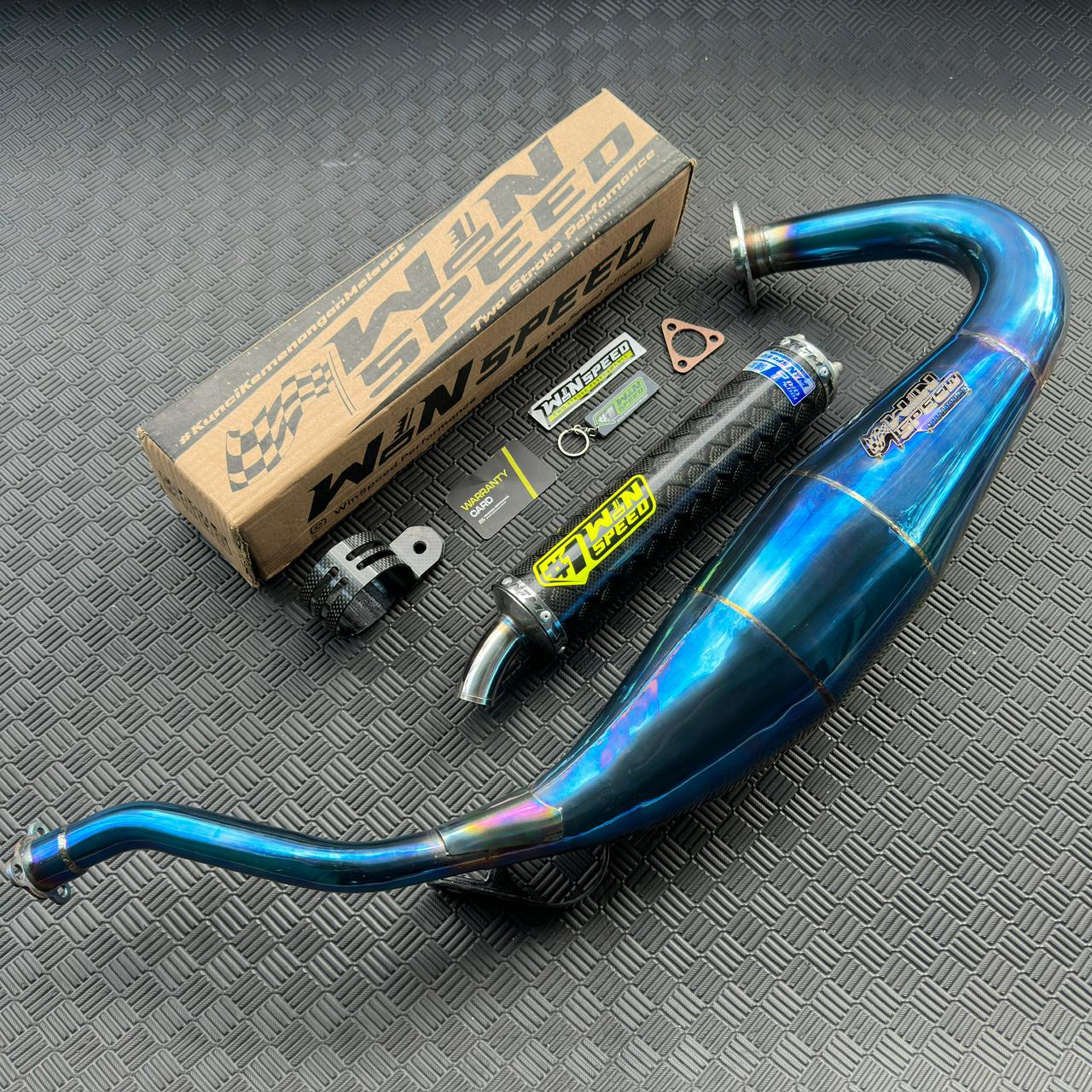 Fullsystem Silencers Carbon Jaguar & Lightning, Exhaust Chamber Standar/Cobra/Super Cobra, Stainless Press Full Blue , KR150, KRR150, KRR150ZX, Serpico - Image 2