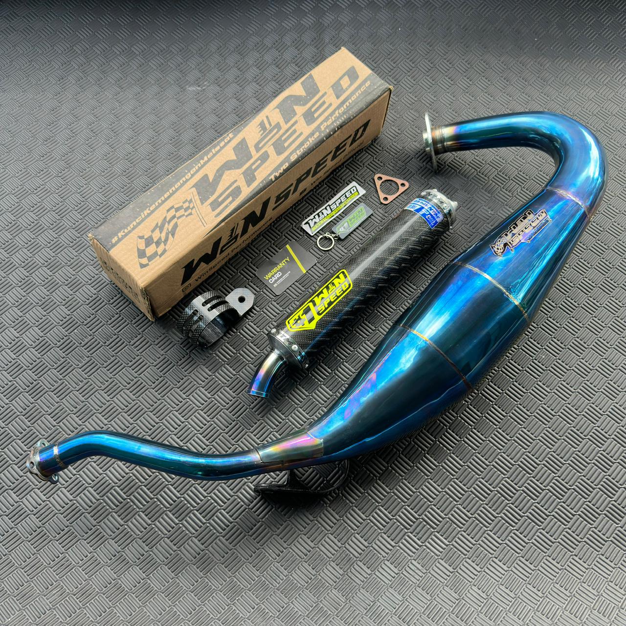 Fullsystem Silencers Carbon Jaguar & Lightning, Exhaust Chamber Standar/Cobra/Super Cobra, Stainless Press Full Blue , KR150, KRR150, KRR150ZX, Serpico - Image 3