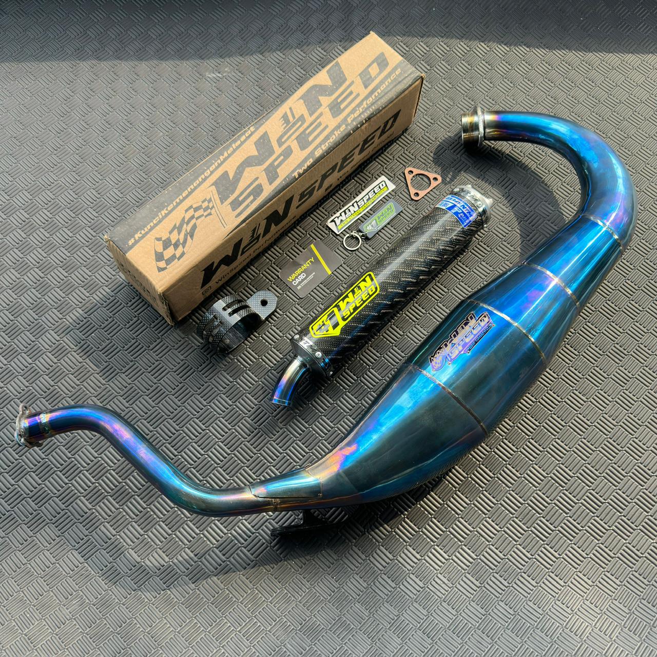 Fullsystem Silencers Carbon Jaguar & Lightning, Exhaust Chamber Standar/Cobra/Super Cobra, Stainless Press Full Blue , KR150, KRR150, KRR150ZX, Serpico - Image 4
