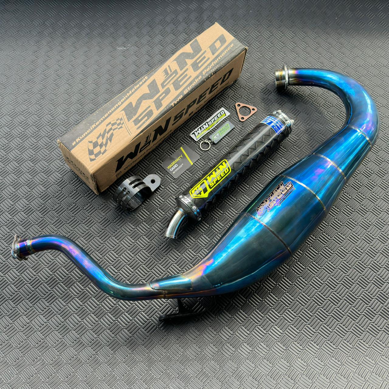 Fullsystem Silencers Carbon Jaguar & Lightning, Exhaust Chamber Standar/Cobra/Super Cobra, Stainless Press Full Blue , KR150, KRR150, KRR150ZX, Serpico - Image 5