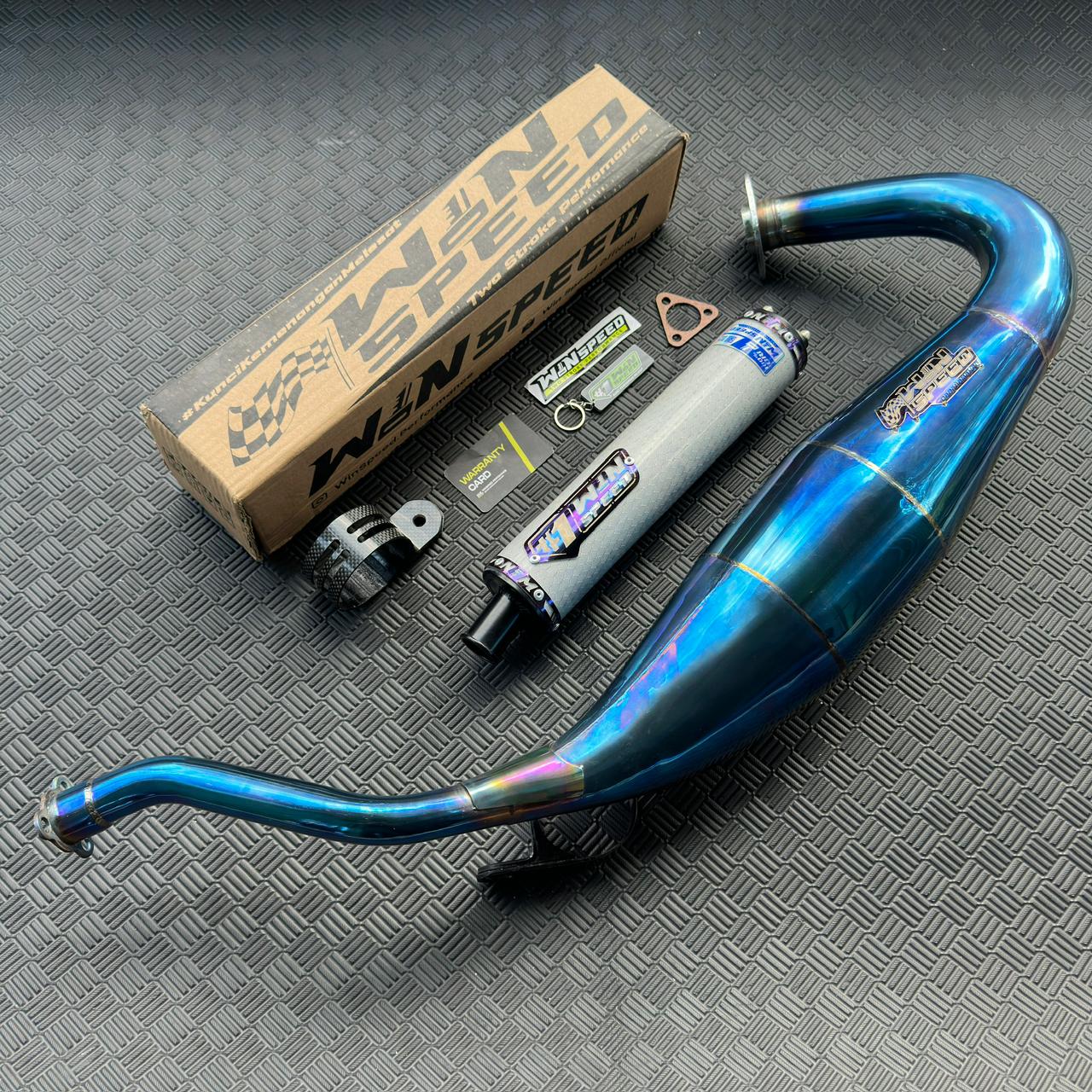 Fullsystem Silencers Carbon Hexagon Texalium Silver, Exhaust Chamber Standar/Cobra/Super Cobra, Stainless Press Full Blue , KR150, KRR150, KRR150ZX, Serpico - Image 2