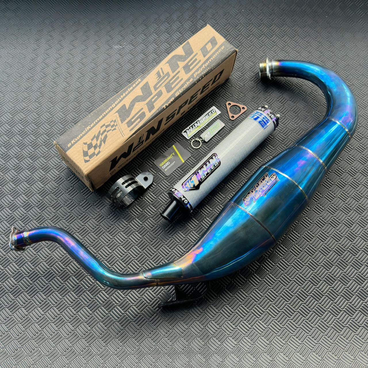 Fullsystem Silencers Carbon Hexagon Texalium Silver, Exhaust Chamber Standar/Cobra/Super Cobra, Stainless Press Full Blue , KR150, KRR150, KRR150ZX, Serpico - Image 5