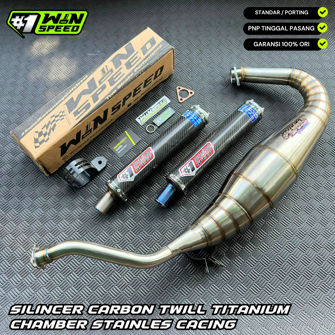 Fullsystem Silencers Carbon Twill Muzzle Titanium , Exhaust Chamber Semi Cobra, stainless steel worm welding , KR150, KRR150, KRR150ZX, Serpico