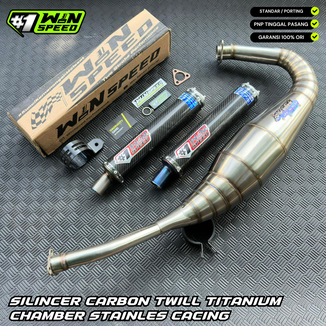 Fullsystem Silencers Carbon Twill Muzzle Full Titanium , Exhaust Chamber Step Standar, stainless steel worm welding , KR150, KRR150, KRR150ZX, Serpico