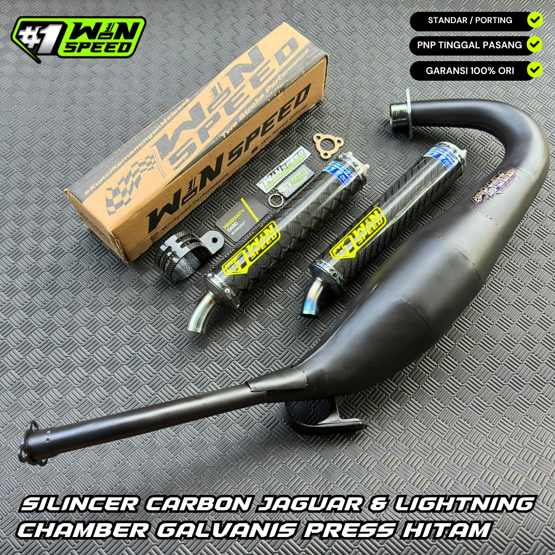 Fullsystem Silencers Carbon Plain Doff Black , Exhaust Chamber Step Standar, Clearcoated Mild Steel Black Coating, KR150, KRR150, KRR150ZX, Serpico (Copy)