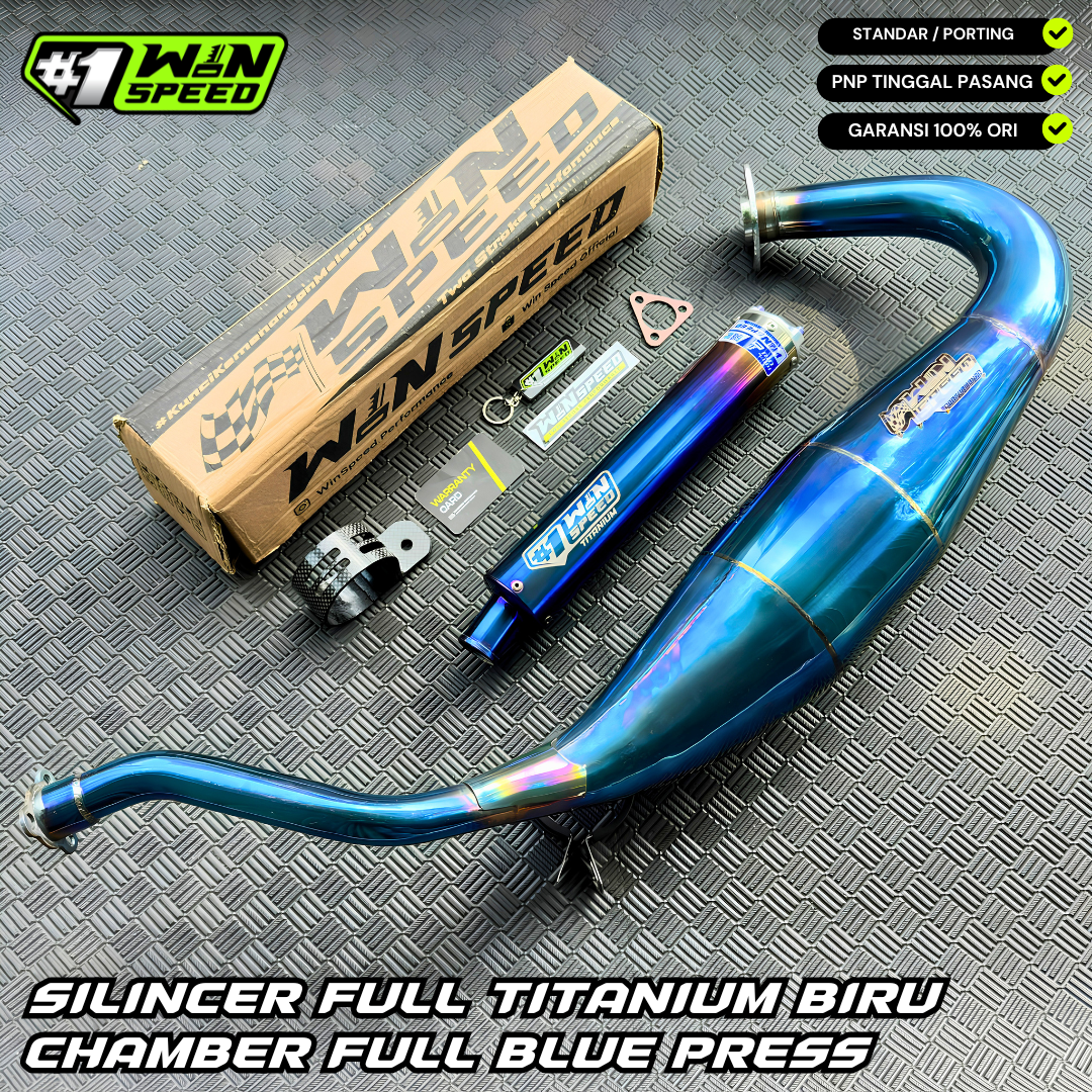 Fullsystem Silencers Full Titanium Burn Blue Gold, Exhaust Chamber Standar/Cobra/Super Cobra, Stainless Press Full Blue , KR150, KRR150, KRR150ZX, Serpico
