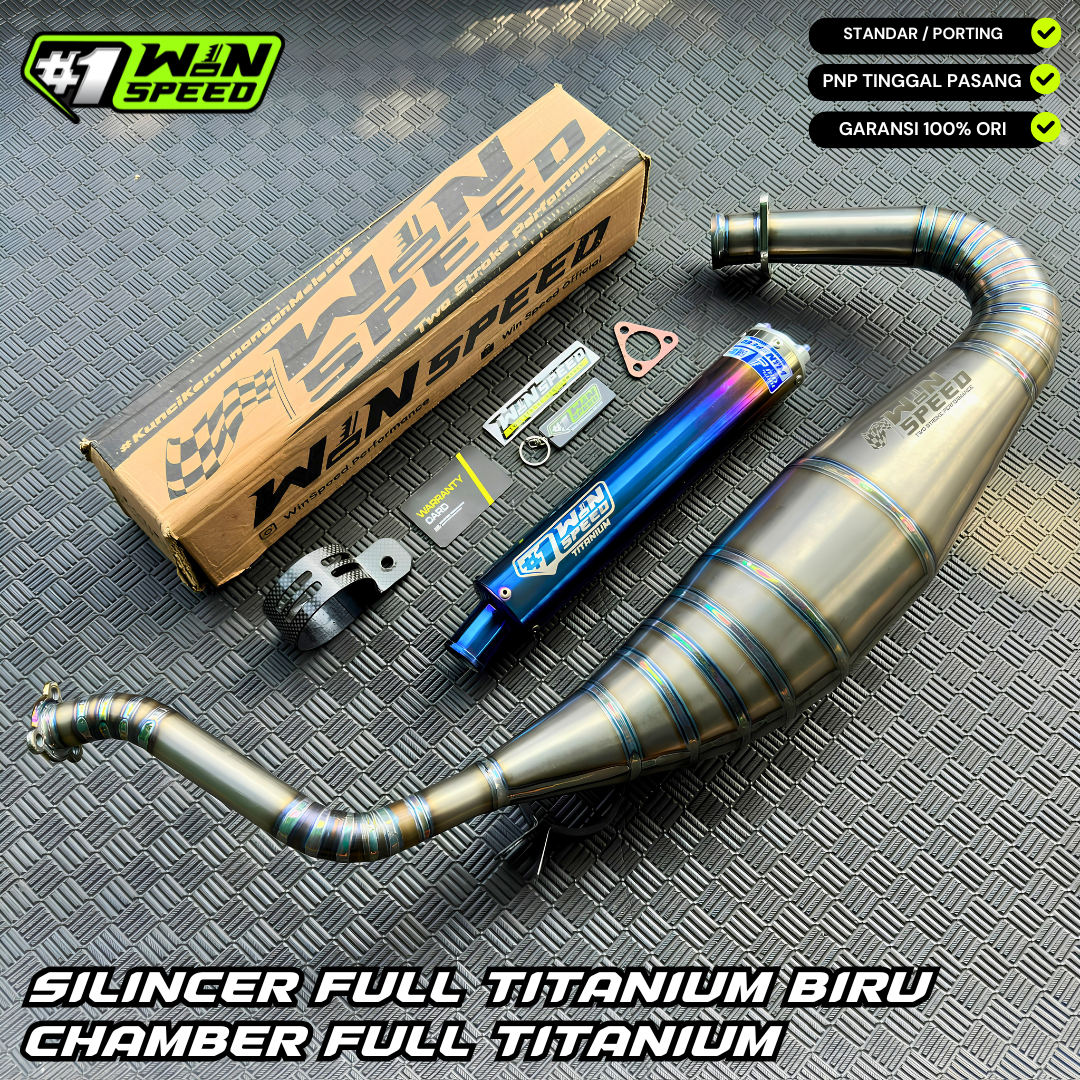 Fullsystem Silencers Full Titanium Burn Blue Gold, Exhaust Chamber Standar/Cobra/Super Cobra, Full Titanium , KR150, KRR150, KRR150ZX, Serpico